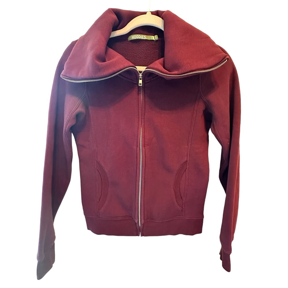 Hoodies | Size Small Merlot Long Sleeve Zippered Jacket with Collar